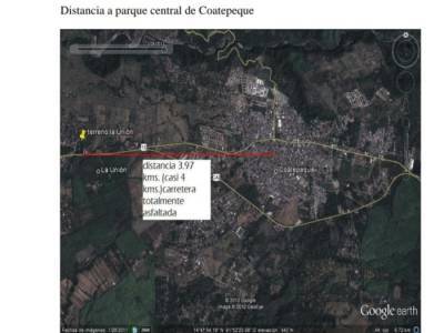 Venta de Terreno en Aldea La Uni&oacute;n Coatepeque